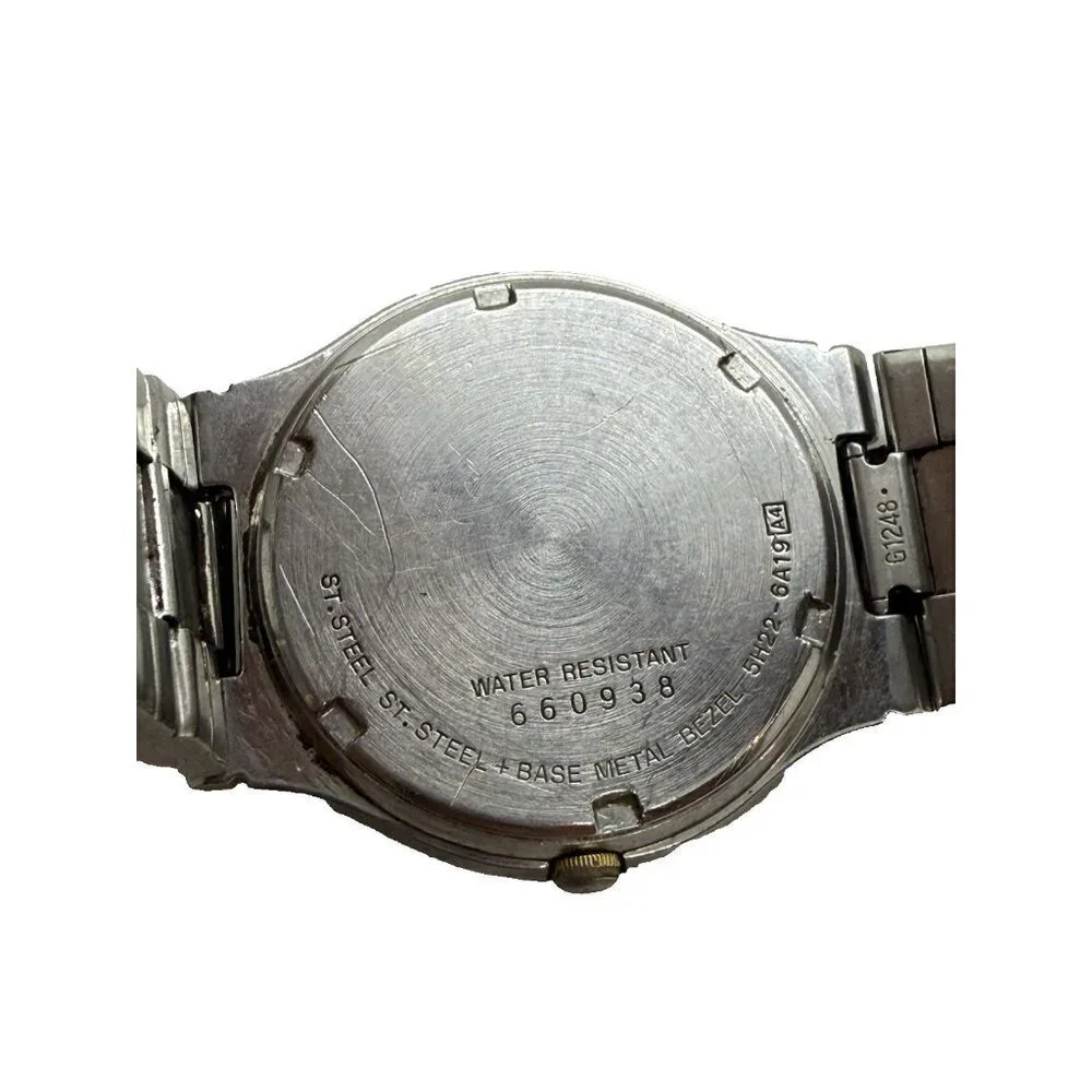 Vtg Seiko Quartz SQ Men's Watch 5H22-6A19 Caliber Date Dial Two Tone Bracelet
